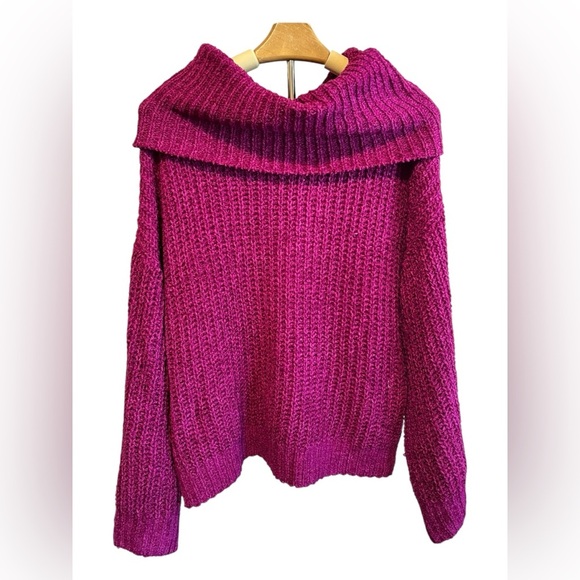 Express Fuchsia Off-Shoulder Sweater - Size Small Petite - Picture 1 of 4